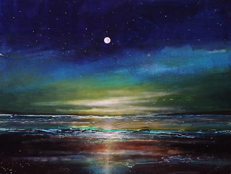 Beach At Night Painting at PaintingValley.com | Explore collection of ...