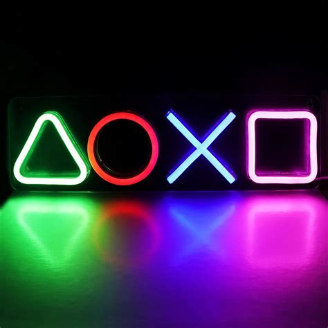 Buy Neon Signs for Playstation Light Icon Gaming, Neon Signs for Bedroom Wall Decor, USB Powered ...