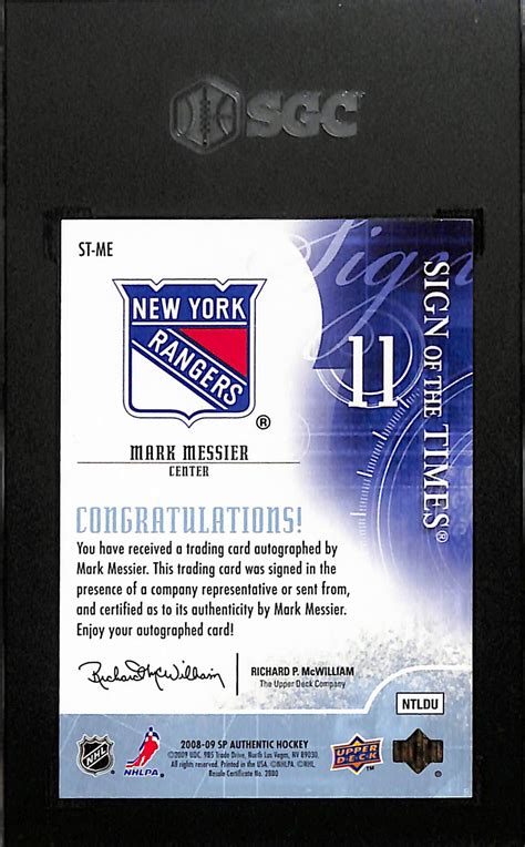 Lot Detail - 2008-09 Upper Deck SP Authentic Mark Messier Sign Of The Times Autographed Card ...