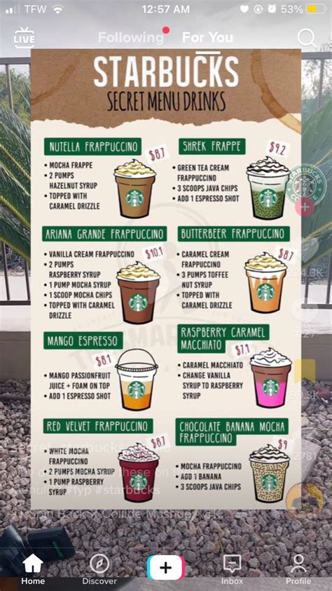 Starbucks drinks in 2024 | Starbucks secret menu recipes, Secret ...