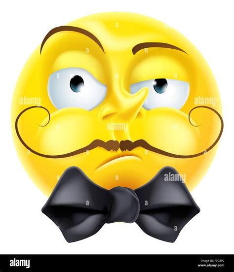 A snooty arrogant condescending looking emoji emoticon smiley face character with a bow tie and ...