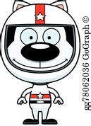 4 Cartoon Smiling Race Car Driver Kitten Clip Art | Royalty Free - GoGraph
