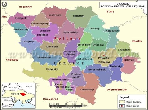 Poltava Map | Map of Poltava Region (Oblast), Ukraine | Administrative division, Map, Region