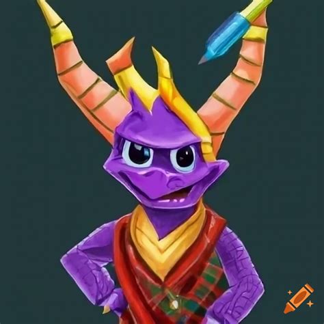 Spyro the dragon in scottish attire