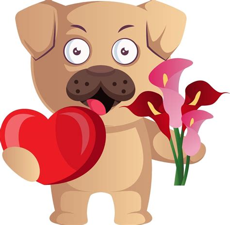 Pug in love, illustration, vector on white background. 12267616 Vector Art at Vecteezy