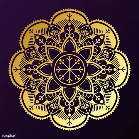 Geometrical Gold Mandala Pattern on Purple Background