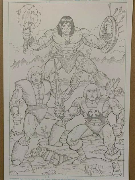 Conan the Barbarian, Thundar the Barbarian, and He-Man, original artwork | #2058952954