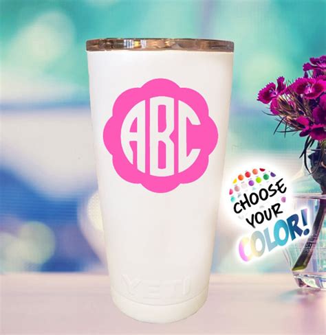 Yeti Cup Custom Monogram Decal Choose Colors - Etsy