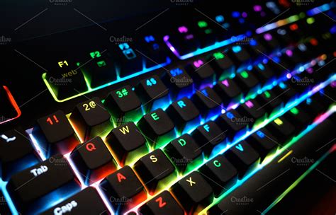 Diagonal rgb futuristic keyboard wit | High-Quality Technology Stock Photos ~ Creative Market