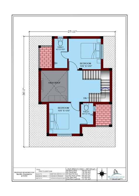 1000 SqFt Duplex House Plan