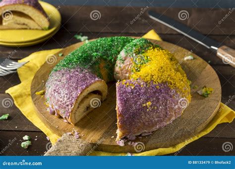 Homemade Colorful Mardi Gras King Cake Stock Image - Image of holiday ...