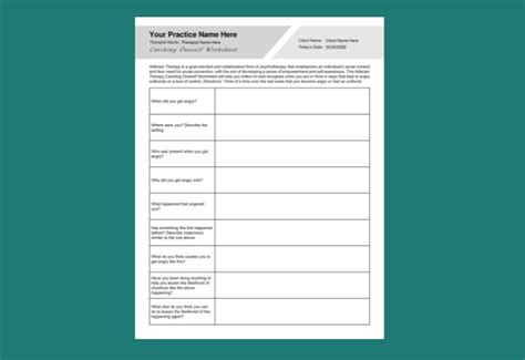 Adlerian Therapy Catching Oneself Worksheet PDF