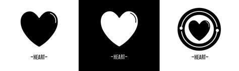 Heart logo set. Collection of black and white logos. Stock vector ...