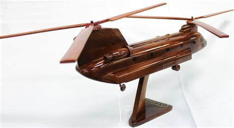 CH-47 Chinook Model Helicopter, Wooden desktop Helicopters, Natural Mahogany Helicopter models ...