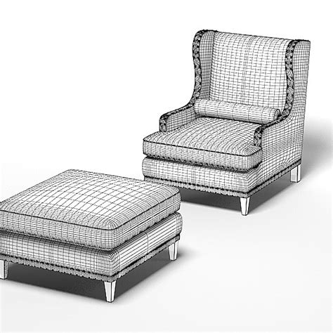 wing chair ottoman 3d model