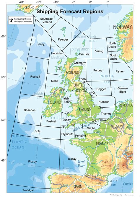 A0 United Kingdom Shipping Forecast Regions Wall Map Poster Laminated | eBay | Karten, Landkarte
