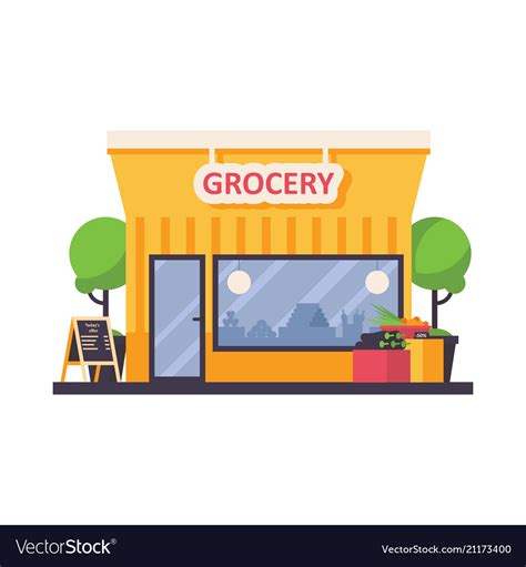 Grocery shop store front isolated on white Vector Image