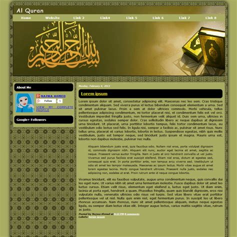 AlQuran Islamic Blogspot Template ~ Free Template Seo Friendly