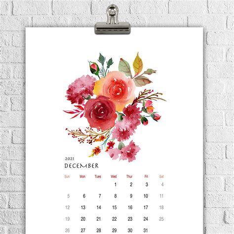 Printable watercolor flower calendar | Printable wall calendar, Flower calendar, Flower artwork