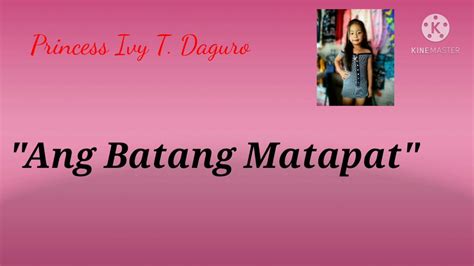 Ang Batang Matapat | Tula | Cian Ivy Vlog - YouTube