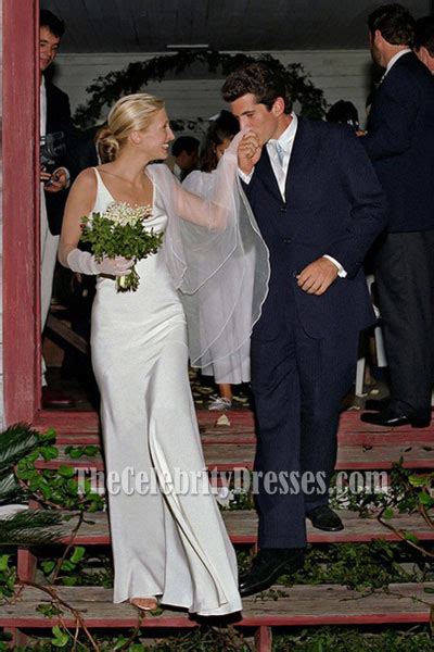 Carolyn Bessette-Kennedy Wedding Dress Ivory Slip Cowl Neckline Evening ...