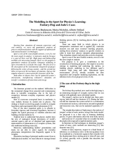 (PDF) The modelling in the Sport for Physics’s Learning: Fosbury-Flop ...