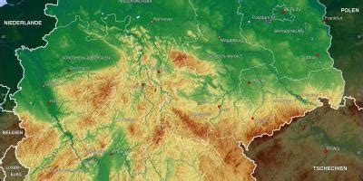 Physical map of Germany - Germany elevation map (Western Europe - Europe)