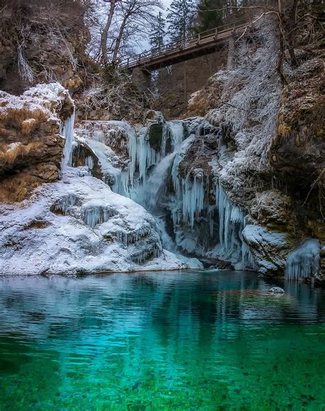 slovenia, winter, snow, ice, bridge, lake, water, reflections, ravine, landscape, nature | Pikist