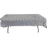Amazon.com: Pack of 4 Plastic Black and White Stripe Print Tablecloths ...