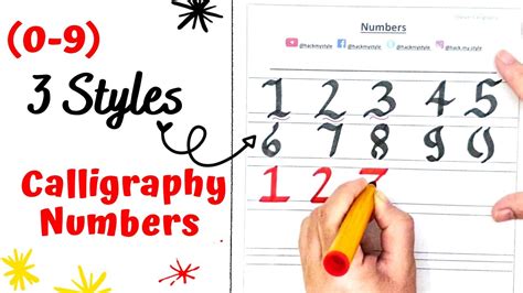 How To : Write Calligraphy Numbers | Calligraphy Numbers - with Practice sheets - YouTube