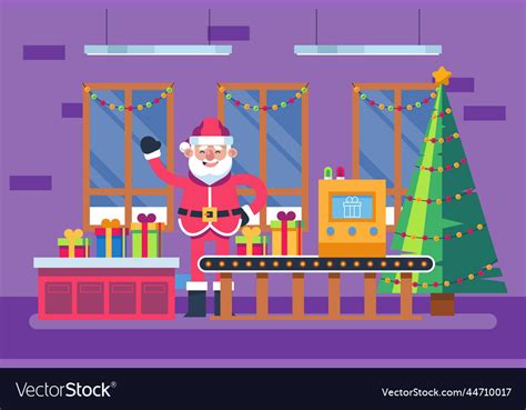 Flat santa s workshop abstract design Royalty Free Vector