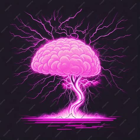 Premium AI Image | a Illustration pink brain with a purple cloud on black background