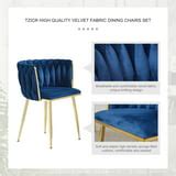 Tzicr Velvet Dining Chairs Set of 2, Modern Woven Upholstered Dining Chairs with Gold Metal Legs ...
