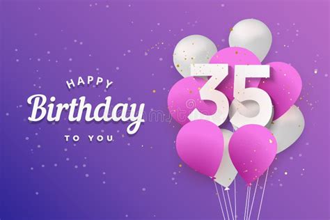 Happy 35th Birthday Balloons Greeting Card Background. Stock Vector ...