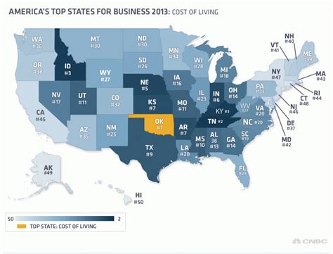 Cost Of Living By State Map - Printable Map