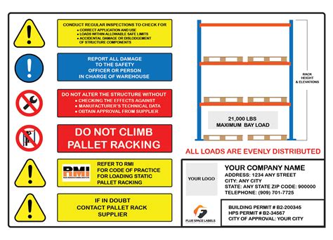 Pallet Rack Load Capacity Signs | Flue Space Labels