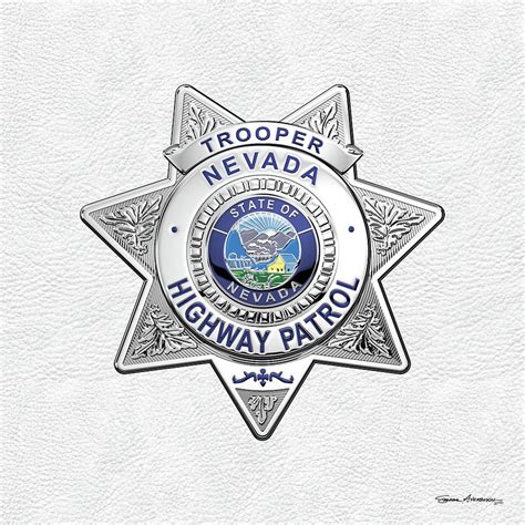 Nevada Highway Patrol - N H P Trooper Badge over White Leather Digital ...