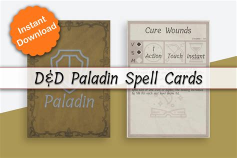 Dnd Paladin Spell Cards D&D 5e Dnd Printables Dnd - Etsy Singapore