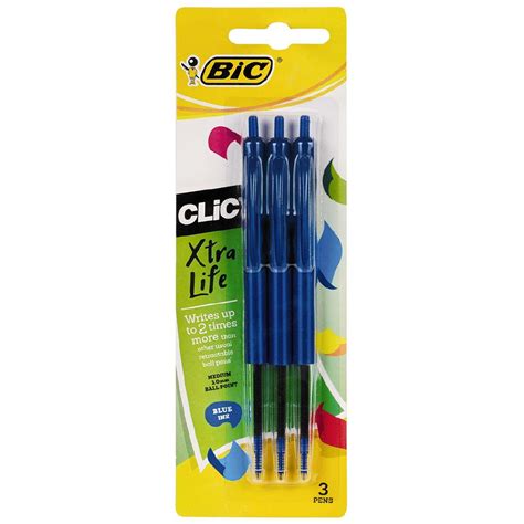 Bic Clic Pens 3 Pack Blue Mid | Warehouse Stationery, NZ