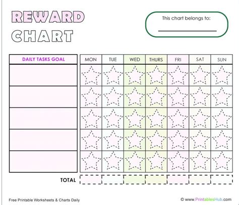 Free Printable Star Weekly Rewards Chart [PDF] with Blank Template ...