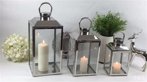 Outdoor Set Of 3 Iron Shiny Color Silver Garden Candle Holder Lantern With Stainless Steel ...