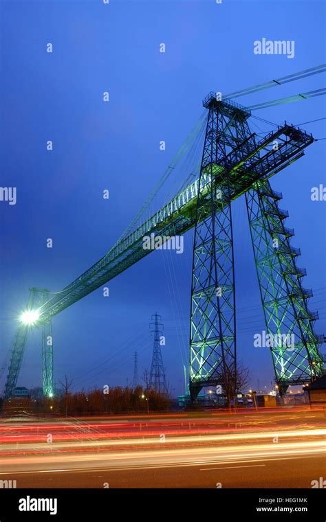 Newport Transporter Bridge in South Wales, photographed at night Stock ...