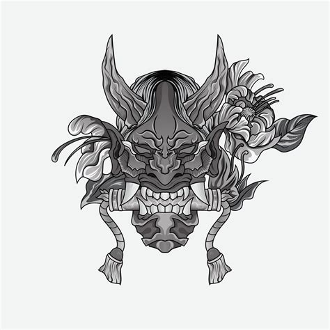 shinigami máscara ilustración tatuajes blanco y negro tradicional ...