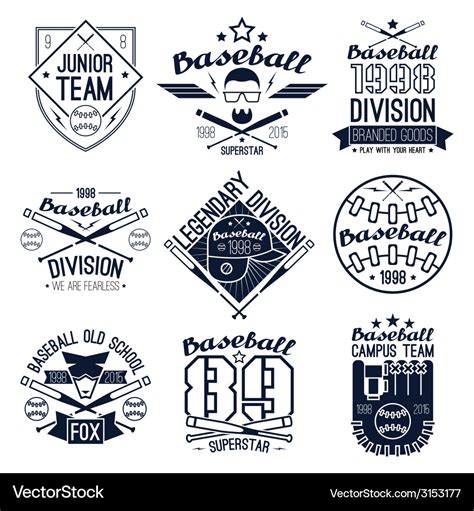 College baseball team emblems Royalty Free Vector Image