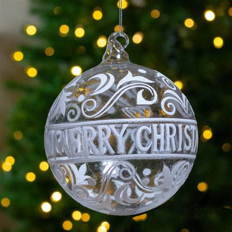 6" Clear & White "Merry Christmas" Glass Ball Ornament | Michaels