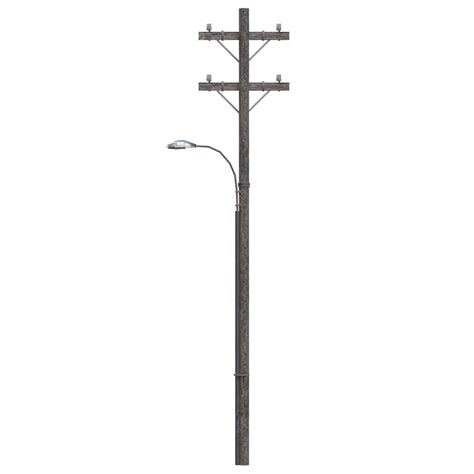 Electricity Pole With Lamp Front View, Electricity Pole, Electricity ...