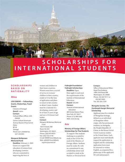 scholarships for international students