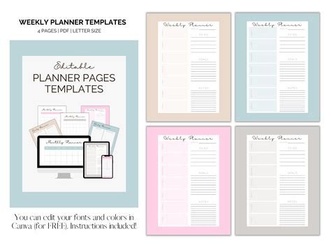 Canva Planner Template Editable INSTANT DOWNLOAD Printable - Etsy