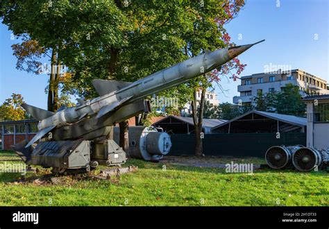 A picture of S-75 Dvina anti-aircraft rocket on the grounds of the Polish Aviation Museum Stock ...