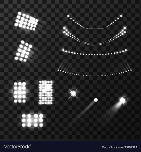 Stadium lights realistic set Royalty Free Vector Image